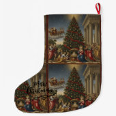 Large Polyester Nativity Santa Christmas Stocking Grote Kerstsok (Achterkant)