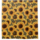 Large Pretty Sunflower Illustration All Over Print Douchegordijn (Voorkant)