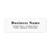 Large Print White Business Return Address Label (Voorkant)