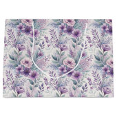 Large Purple Lavender Floral Gift Bag Groot Cadeauzakje (Voorkant)