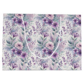 Large Purple Lavender Floral Gift Bag Groot Cadeauzakje (Achterkant)