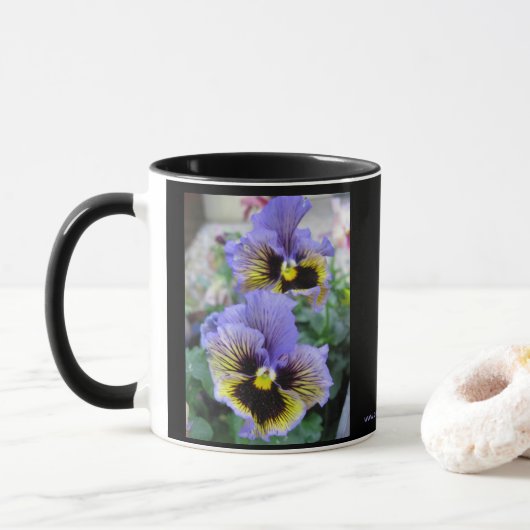 Large Purple Pansies Mug 11 oz Mok (Met donut)