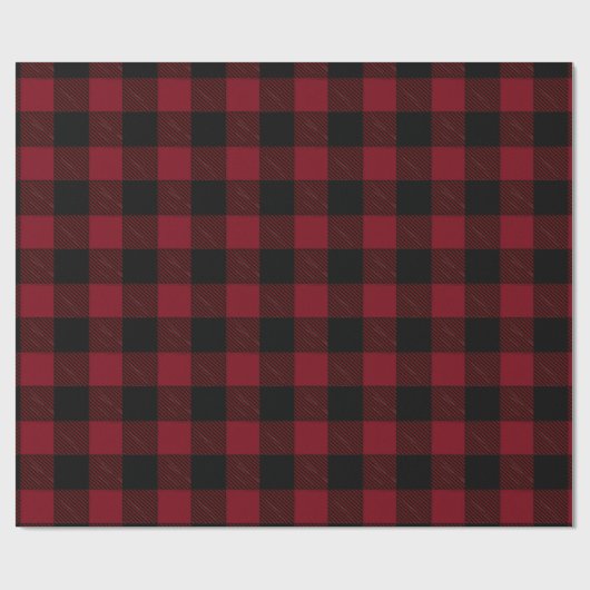 Large Red Black Plaid Pattern Christmas Cadeaupapier (Vlak)
