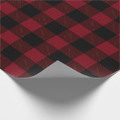 Large Red Black Plaid Pattern Christmas Cadeaupapier (Hoek)