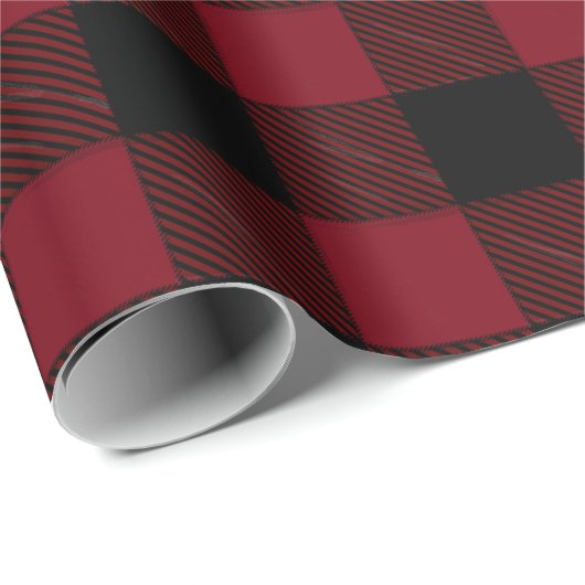 Large Red Black Plaid Pattern Christmas Cadeaupapier (Rol Hoek)