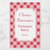 Large Red Gingham Labels Voedselcontainer Etiket (Enkel label)