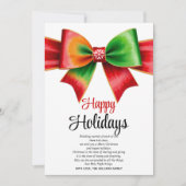 Large red, green bow and stripes Christmas  Feestdagenkaart (Voorkant)