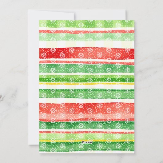 Large red, green bow, snowflakes Merry Christmas Feestdagenkaart (Achterkant)