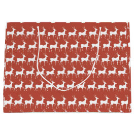 Large Red Reindeer Pattern Holiday Gift Bag Groot Cadeauzakje