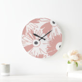 Large Retro Daisy Flower Power Dusty Rose Grote Klok (Huis)