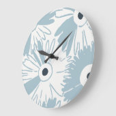 Large Retro Daisy Flower Power Dusty Sky Blue Grote Klok (Hoek)