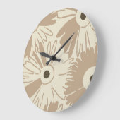 Large Retro Daisy Flower Power Earthy Neutral Grote Klok (Hoek)