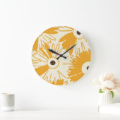Large Retro Daisy Flower Power Goldenrod Grote Klok (Huis)