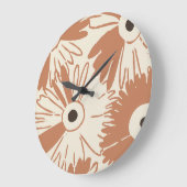Large Retro Daisy Flower Power Spiced Terracotta Grote Klok (Hoek)