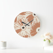Large Retro Daisy Flower Power Spiced Terracotta Grote Klok (Huis)