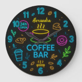 Large Round Personalized Coffee Bar Neon Sign Grote Klok (Voorkant)