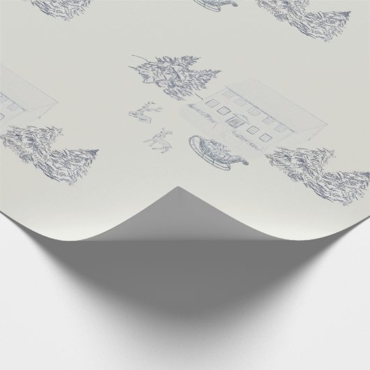 Large Scale Cozy New England Christmas Home Cadeaupapier (Hoek)