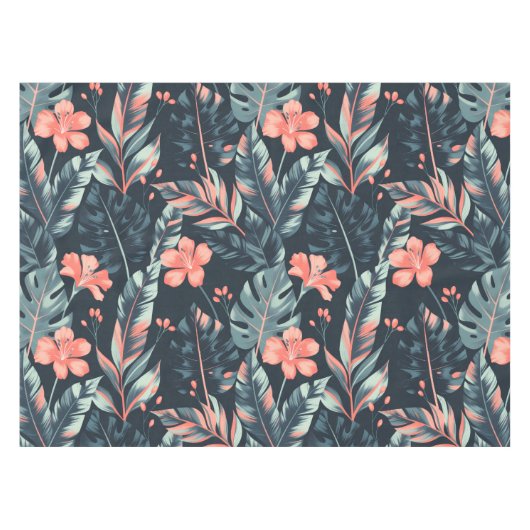 Large-scale tropical florals and leaves tafelkleed (Voorkant (Horizontaal))