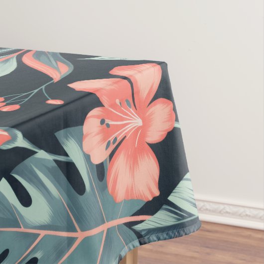 Large-scale tropical florals and leaves tafelkleed (Voorbeeld)