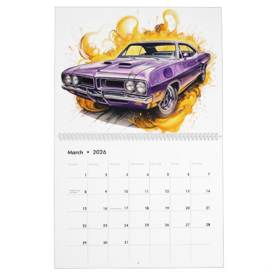 Large Size Hot Rods Calendar Kalender (Mar 2026)