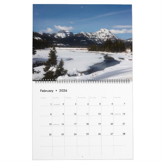 Large Size Yellowstone Park Calendar Kalender (Feb 2026)