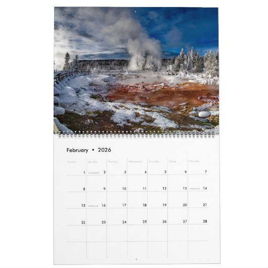 Large Size Yellowstone Park Calendar Kalender (Feb 2026)