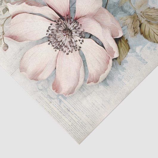 Large Slightly Abstract Pale Pink Long Stem Peony Tissuepapier (Detail)