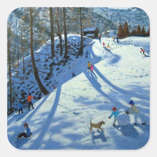 Large Snowball Zermatt Vierkante Sticker (Voorkant)