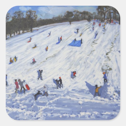 Large snowman Chatsworth 2012 Vierkante Sticker (Voorkant)