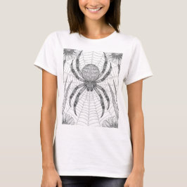 Large Spider on Web in Tree Branches Coloring Page T-shirt