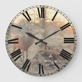 Large Sunrise Deer Clock met Roman Numerals Grote Klok