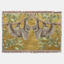 Large Throw with Sloths  Deken