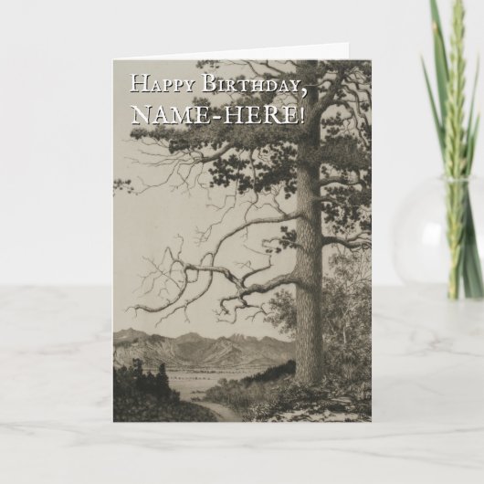 Large Tree, Nature Landscape Birthday Card Kaart (Voorkant)
