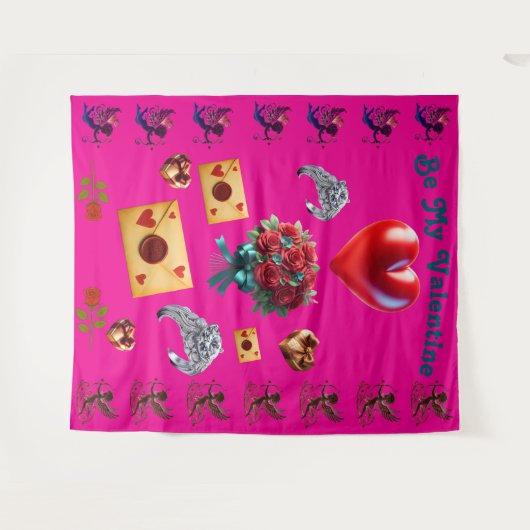 Large Valentine Tapestry Wandkleed (Voorkant (horizontaal))