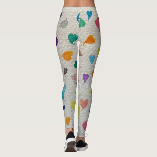Large Watercolor Hearts Leggings (Achterkant)