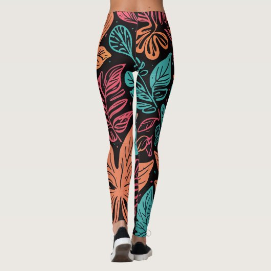 Large Whimsical Leaves Leggings (Achterkant)