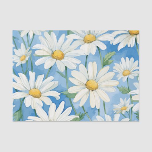Large White Daisies on a Sky Blue Background Tissuepapier (Voorkant)