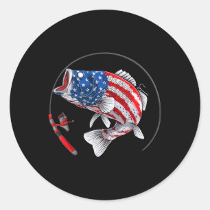 Largemouth B Vis Usa Amerikaanse Vlag Vissen  Ronde Sticker