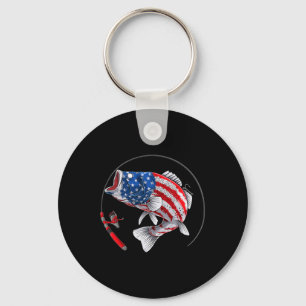 Largemouth B Vis Usa Amerikaanse Vlag Vissen Sleutelhanger