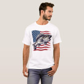 Largemouth Bass Amerikaanse vlag T-shirt (Voorkant volledig)