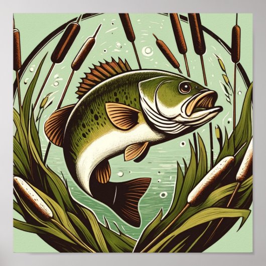 Largemouth Bass angler Fisherman Father's day Poster (Voorkant)