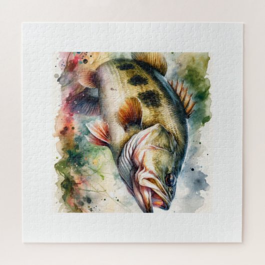 Largemouth Bass AREF1601 - Watercolor Legpuzzel (Horizontaal)