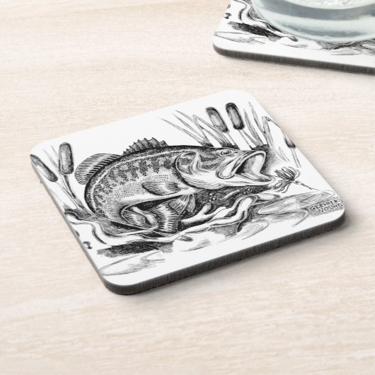 Largemouth bass bier onderzetter (Linkerzijde)