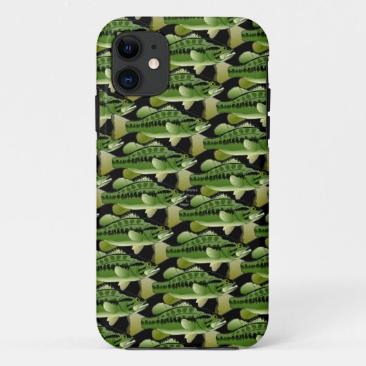 Largemouth Bass Camo Pattern op zwart Case-Mate iPhone Case (Achterkant)