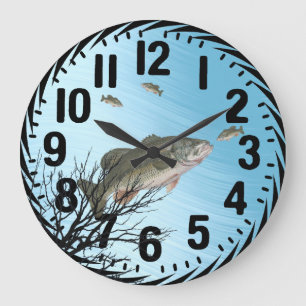 LARGEMOUTH BASS -CLOCK GROTE KLOK