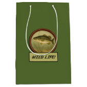 Largemouth Bass Donker Olijf Groen Gift Bag Medium Cadeauzakje (Voorkant)