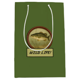 Largemouth Bass Donker Olijf Groen Gift Bag Medium Cadeauzakje