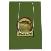 Largemouth Bass Donker Olijf Groen Gift Bag Medium Cadeauzakje (Achterkant)