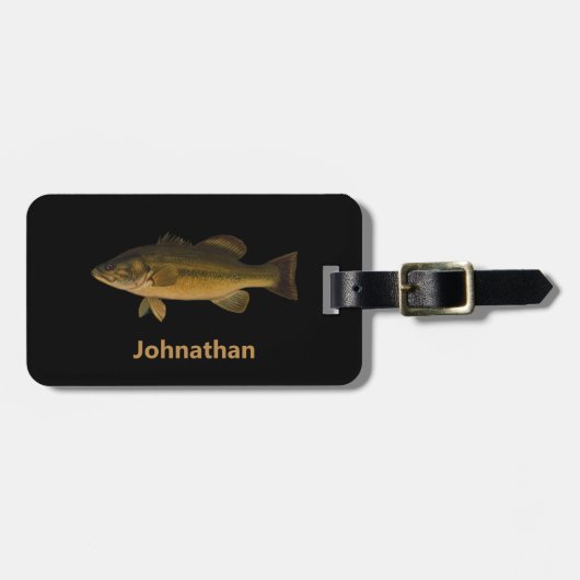 Largemouth Bass Fish and Name Phone Double-Sided Bagagelabel (Voorkant horizontaal)