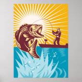 Largemouth Bass Fish Fly Fisherman Vist Poster (Voorkant)